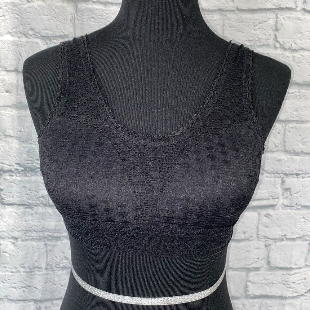 Women’s lace pullover bralette w/removable bra pads black sz small women